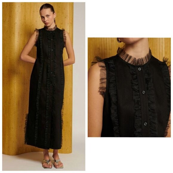 Ghospell Dresses & Skirts - Ghospell Nessa Ruffle Midi Maxi Dress Wednesday Addams Black M